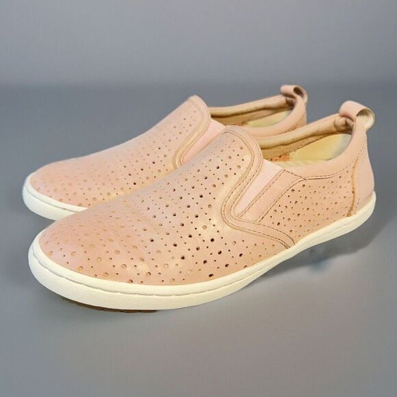 Taos Footwear Leather Sneakers Sz 6 Pink Court Shoe Perforated Slip-On Comfort - Picture 2 of 9